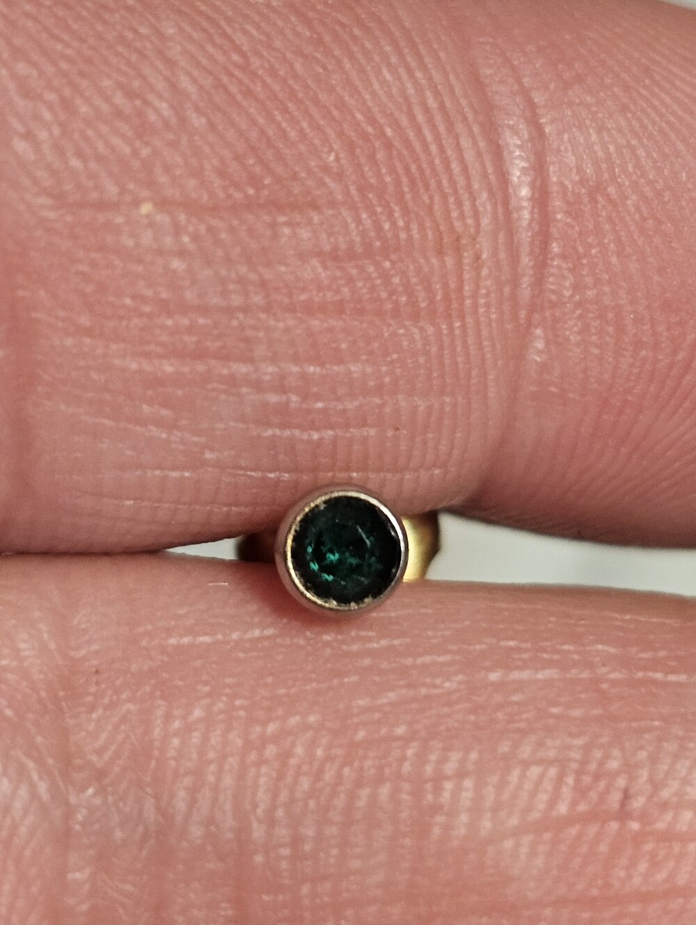Vintage Gold Plated Green Earring Stud